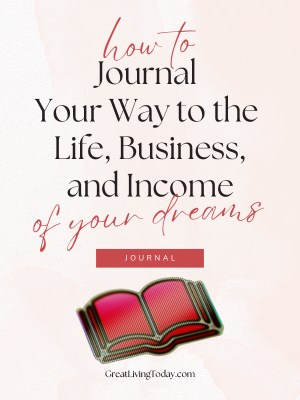 Image of cover of How to Journal the Life, Business and Income of Your Dreams. Has an image of an open book.